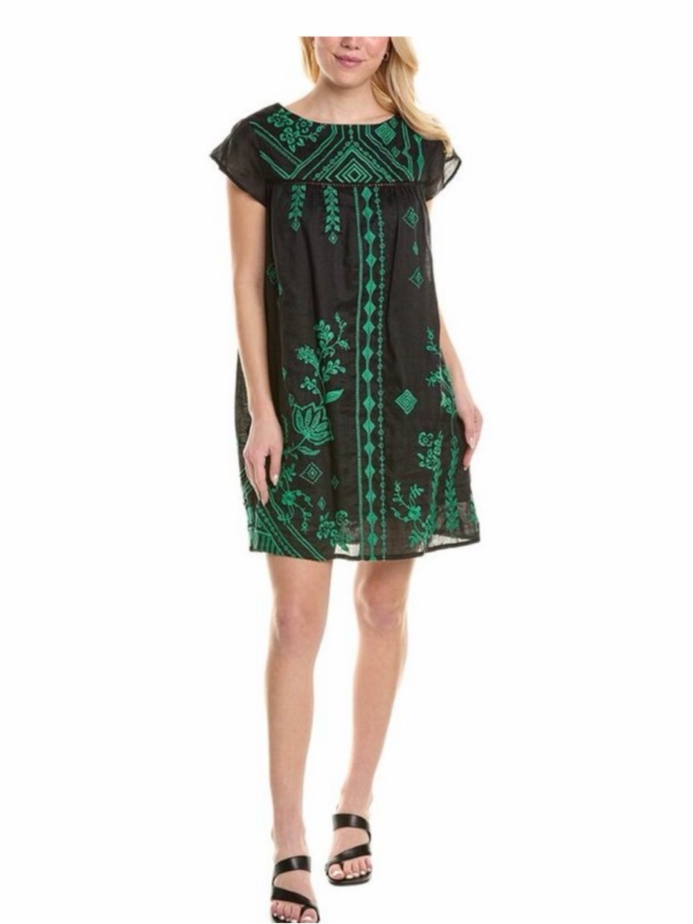 Johnny Was Willow Petal Sleeve Tunic Shift Dress  size M Embroidered Spring